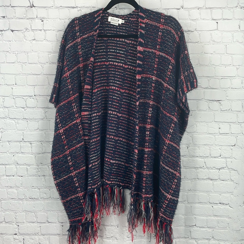 Oversized Molly Bracken Plaid Super Soft Kimono Sweater Short Sleeve Cozy Home
